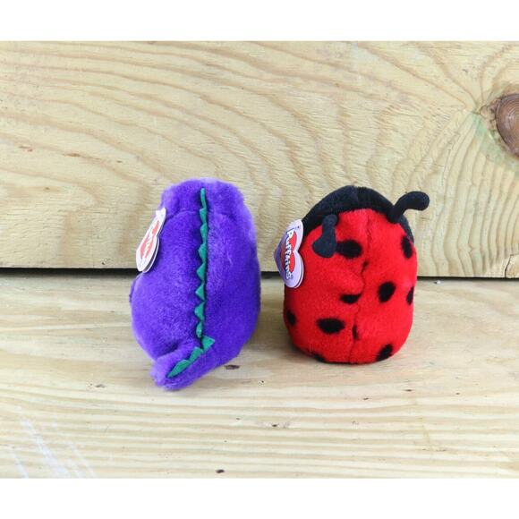 Puffkins Plush Dottie Lady Bug, Danny Dinosaur Vintage Stuffed Animal - Picture 3 of 5